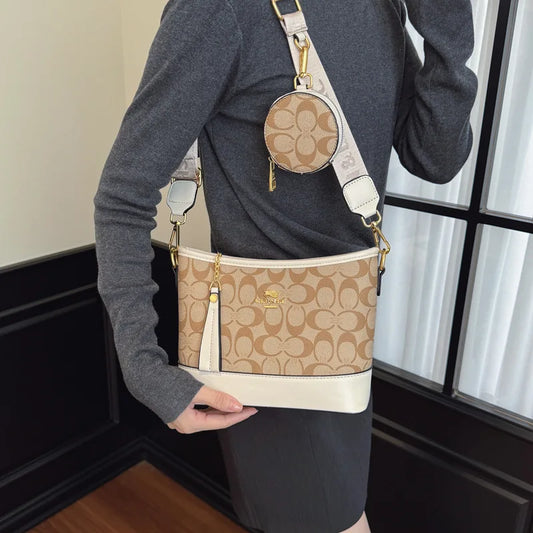 Luxury Women Bag Designer New Fashion French Vintage Shoulder Bag Print Crossbody Bucket Purse Premium Quality