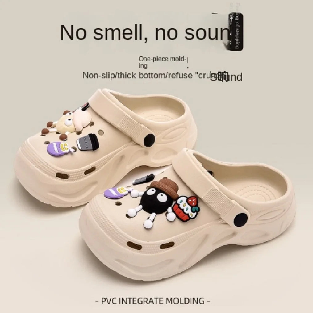 New Summer Crocs with EVA Anti-odor Soft Soles, Super Thick, Versatile, Anti-slip and Breathable, and A Drawstring Beach Shoe