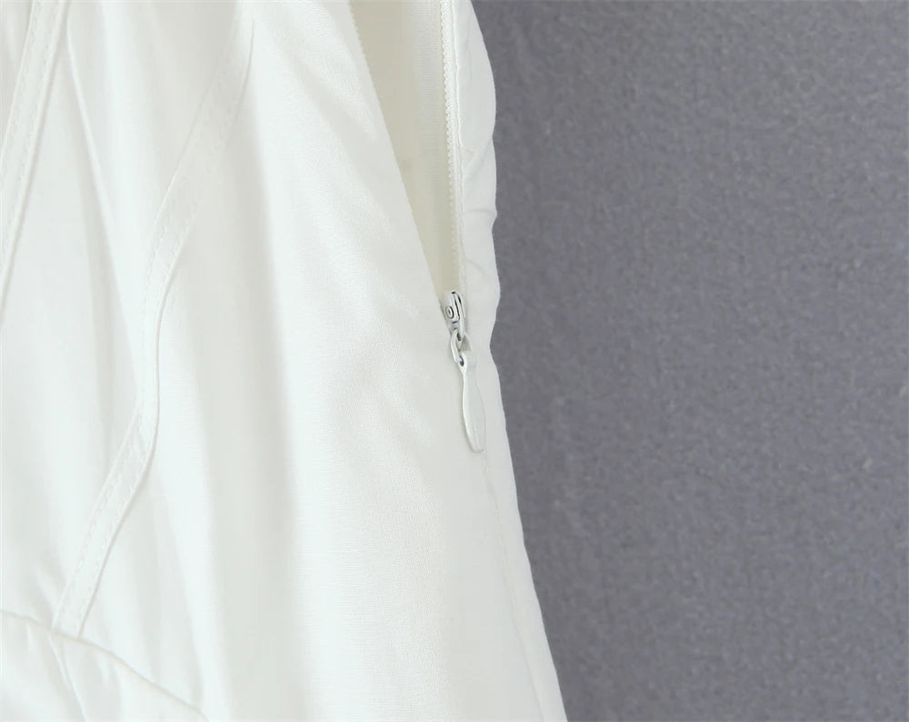 Women Dress 2025 New Fashion Summer Vintage White Lace-Panelled Cotton Dresses for Women Elegance Chic Ladies Midi Dress