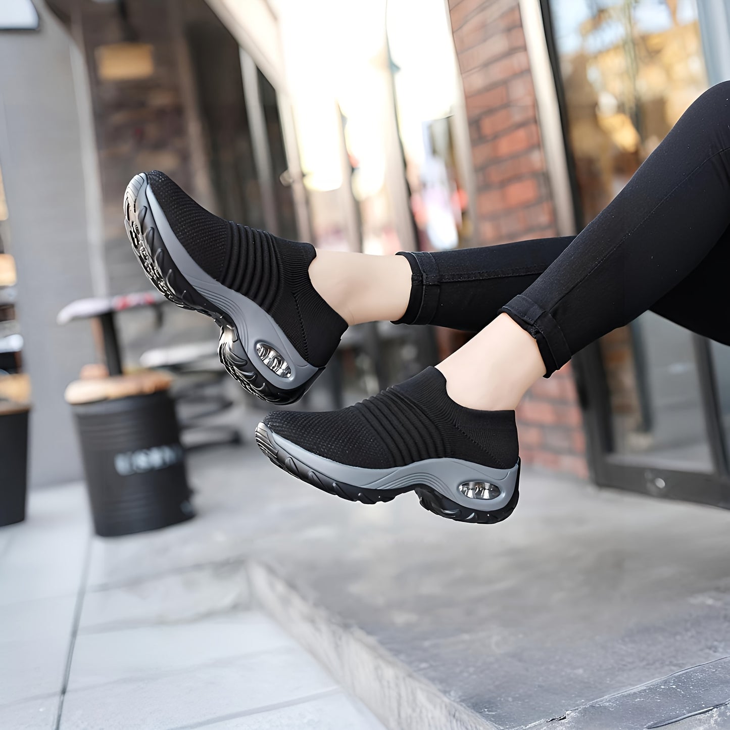 Women's Air Cushion Sole Chunky Sneakers, Lightweight Mesh Low Top Running Shoes, Women's Footwear