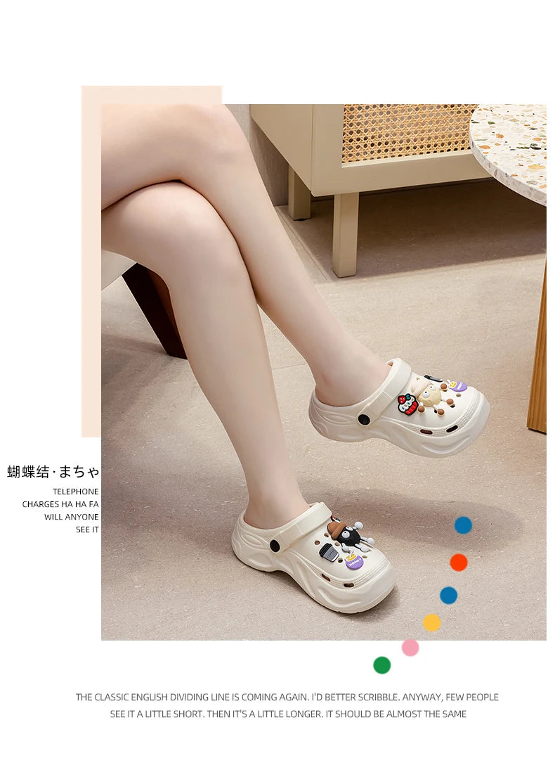 New Summer Crocs with EVA Anti-odor Soft Soles, Super Thick, Versatile, Anti-slip and Breathable, and A Drawstring Beach Shoe