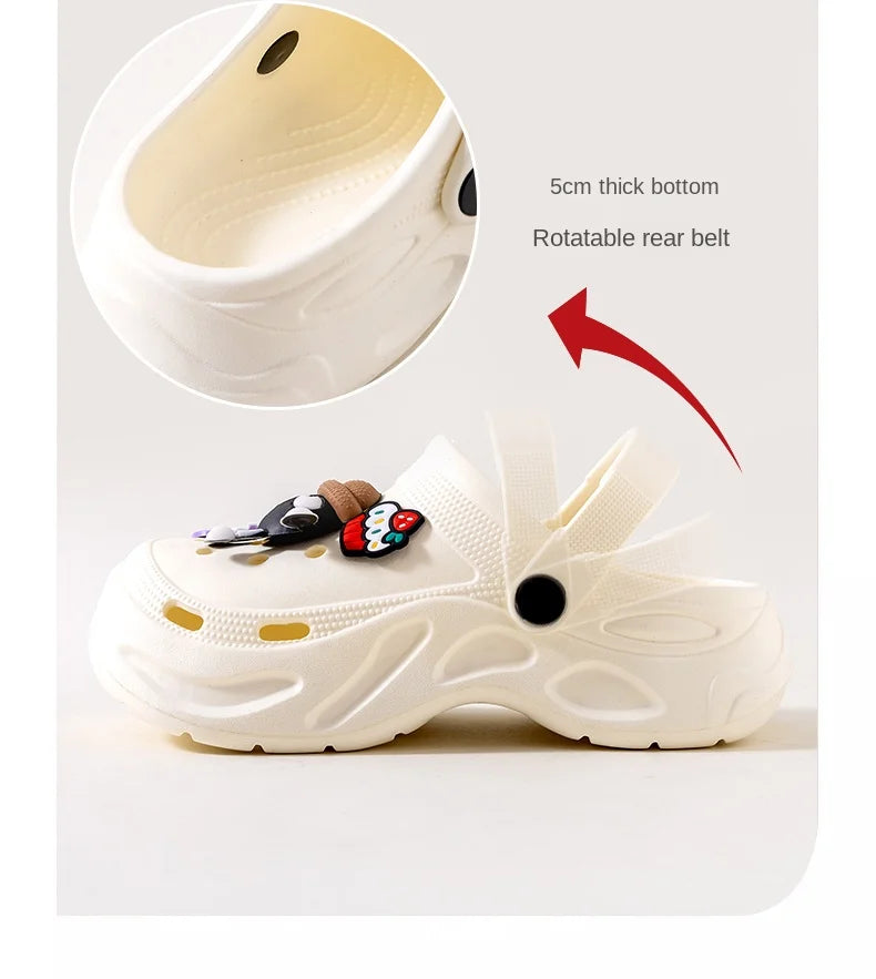 New Summer Crocs with EVA Anti-odor Soft Soles, Super Thick, Versatile, Anti-slip and Breathable, and A Drawstring Beach Shoe