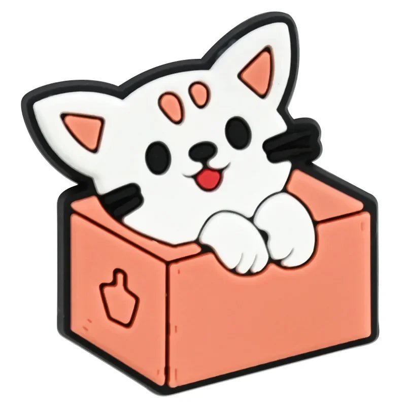 Cute Cat Shoe Charms for Crocs Pin Accessories Charms Decorations Sandals Shoe Women Paryt Favor Gifts