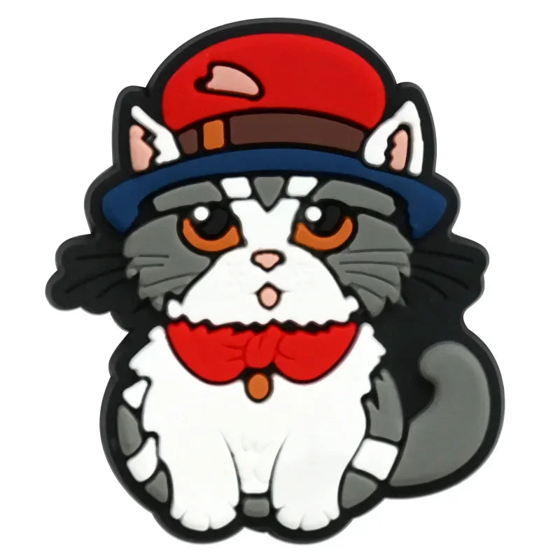 Cute Cat Shoe Charms for Crocs Pin Accessories Charms Decorations Sandals Shoe Women Paryt Favor Gifts