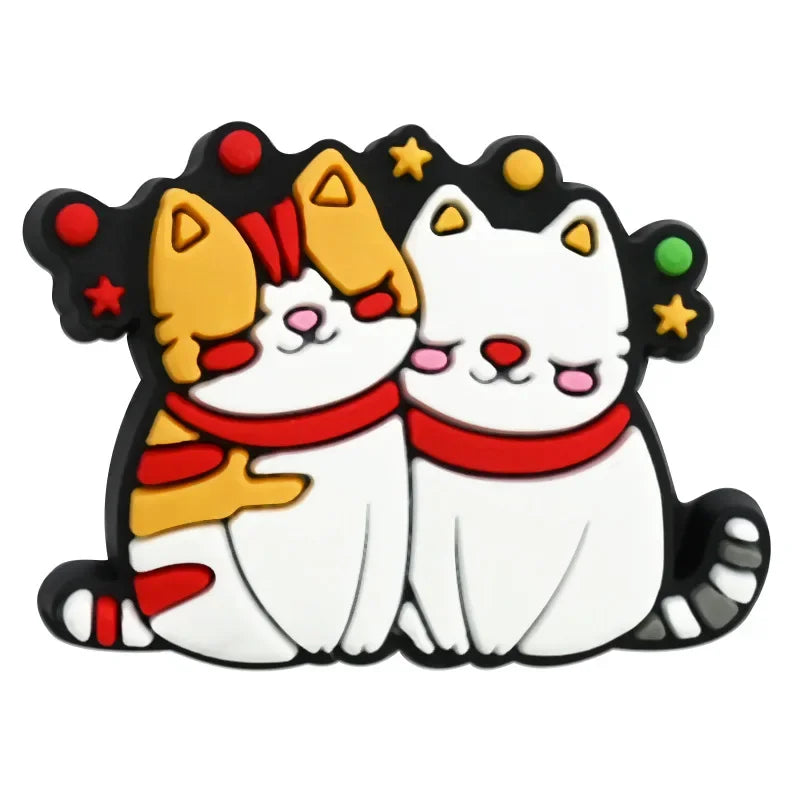 Cute Cat Shoe Charms for Crocs Pin Accessories Charms Decorations Sandals Shoe Women Paryt Favor Gifts