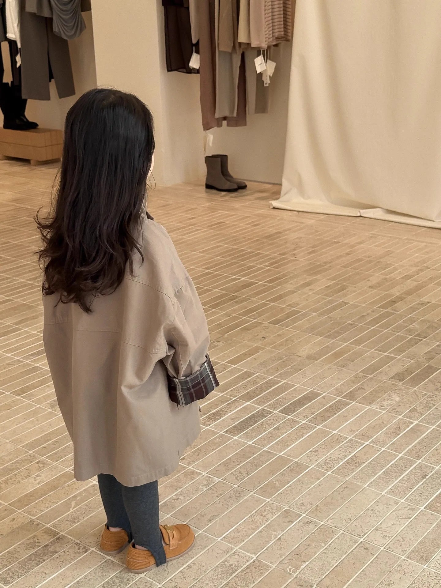 Children's Clothing, Girls' Outerwear, Standing Collar Long Sleeved Trench Coat, 2025 Autumn and Winter Clothing