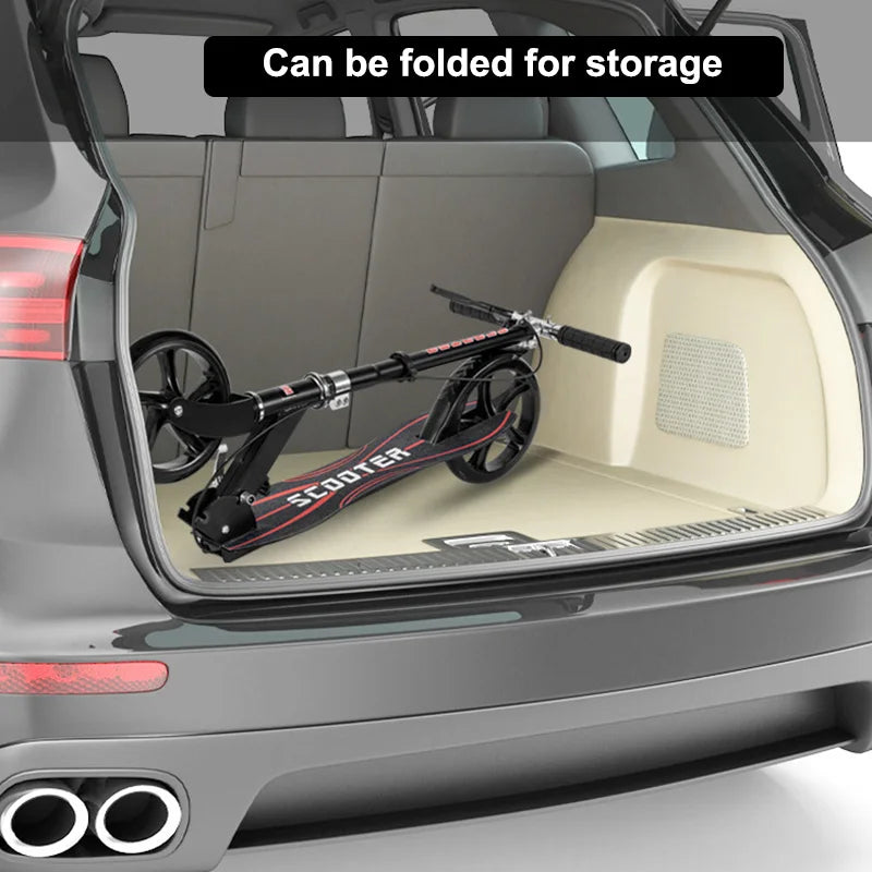 Adult Scooter Foldable Adjustable Handlebars Dual Brake Scooter Travel Outdoor Portable Scooter