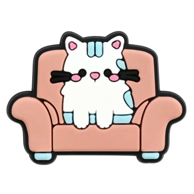 Cute Cat Shoe Charms for Crocs Pin Accessories Charms Decorations Sandals Shoe Women Paryt Favor Gifts