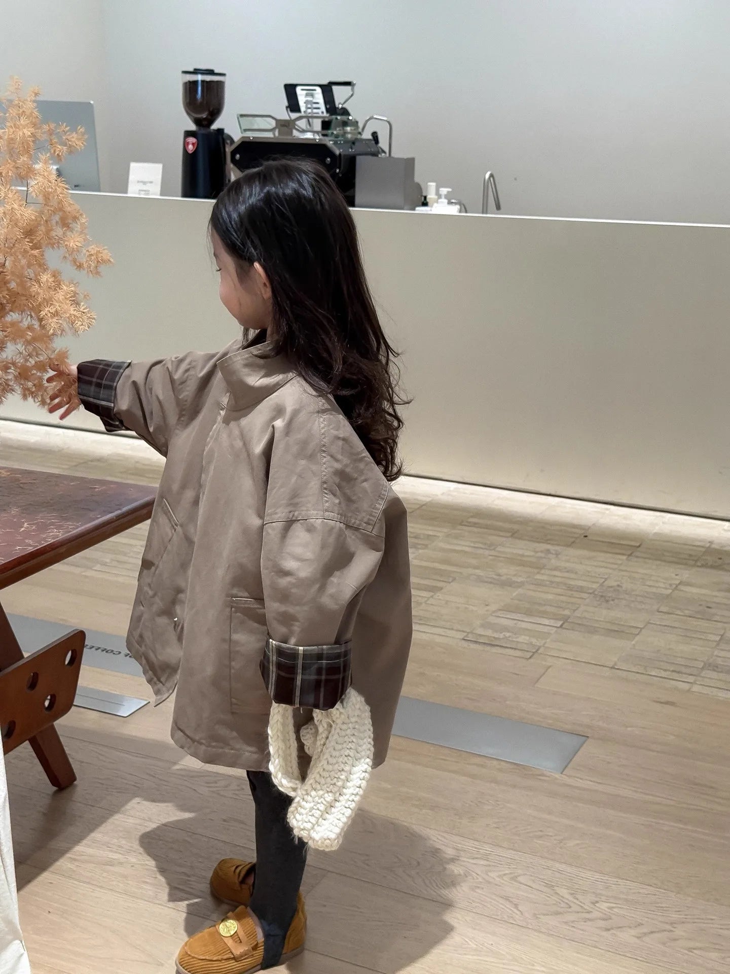 Children's Clothing, Girls' Outerwear, Standing Collar Long Sleeved Trench Coat, 2025 Autumn and Winter Clothing