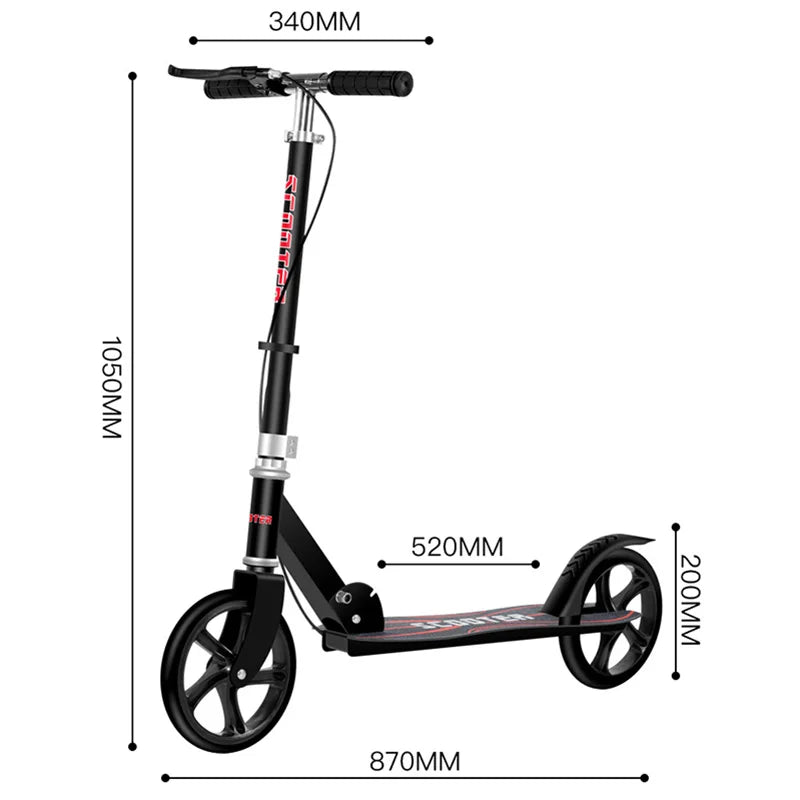 Adult Scooter Foldable Adjustable Handlebars Dual Brake Scooter Travel Outdoor Portable Scooter