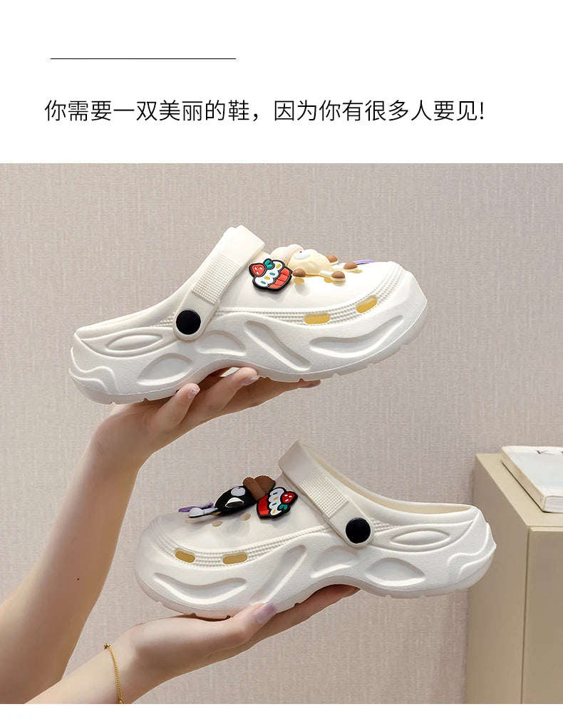 New Summer Crocs with EVA Anti-odor Soft Soles, Super Thick, Versatile, Anti-slip and Breathable, and A Drawstring Beach Shoe