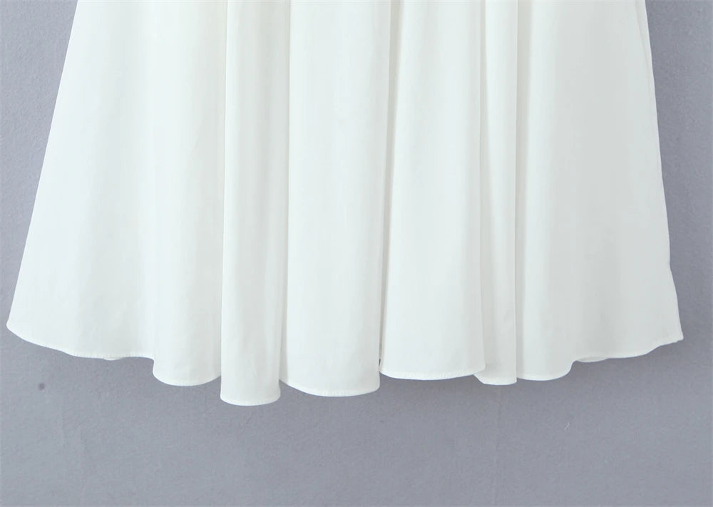 Women Dress 2025 New Fashion Summer Vintage White Lace-Panelled Cotton Dresses for Women Elegance Chic Ladies Midi Dress