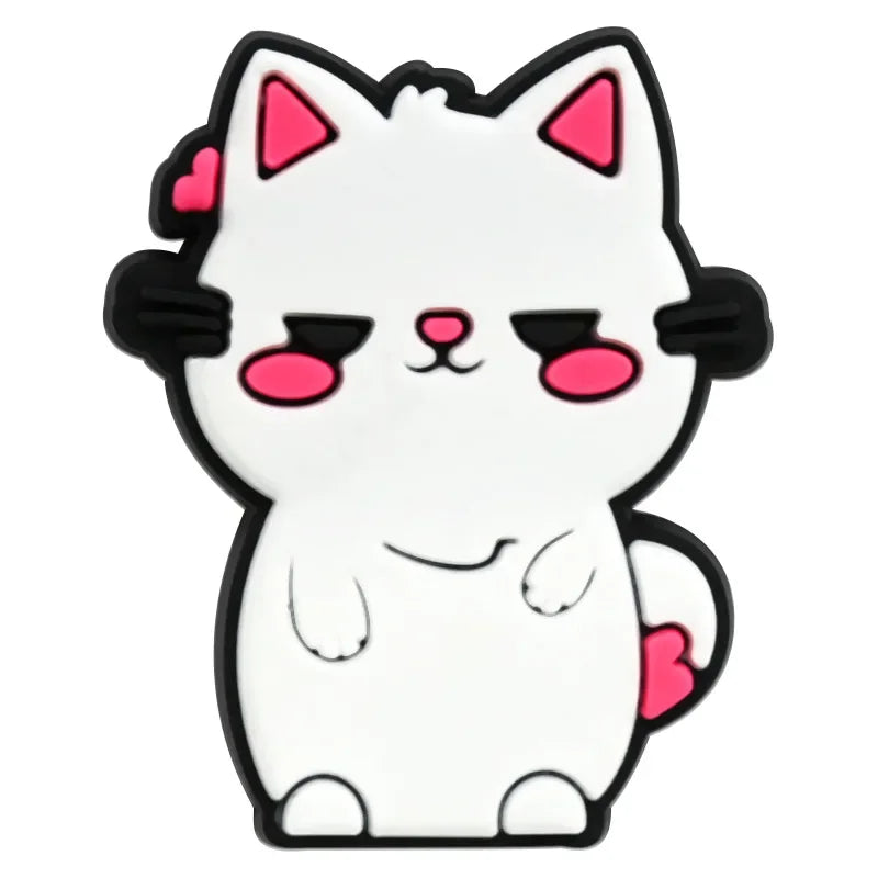 Cute Cat Shoe Charms for Crocs Pin Accessories Charms Decorations Sandals Shoe Women Paryt Favor Gifts