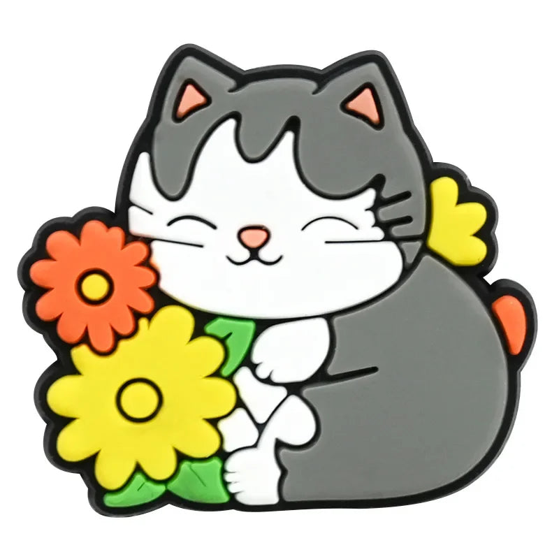 Cute Cat Shoe Charms for Crocs Pin Accessories Charms Decorations Sandals Shoe Women Paryt Favor Gifts