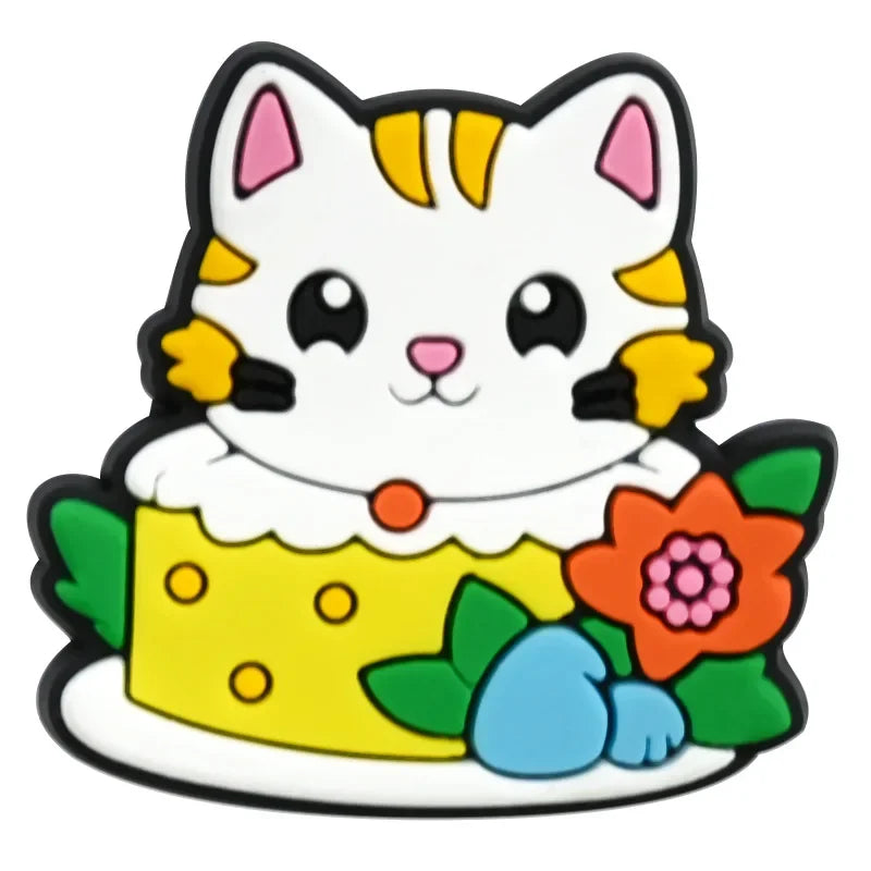 Cute Cat Shoe Charms for Crocs Pin Accessories Charms Decorations Sandals Shoe Women Paryt Favor Gifts