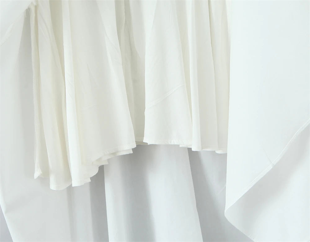 Women Dress 2025 New Fashion Summer Vintage White Lace-Panelled Cotton Dresses for Women Elegance Chic Ladies Midi Dress