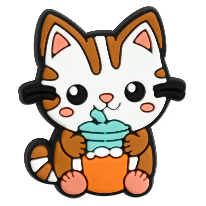 Cute Cat Shoe Charms for Crocs Pin Accessories Charms Decorations Sandals Shoe Women Paryt Favor Gifts