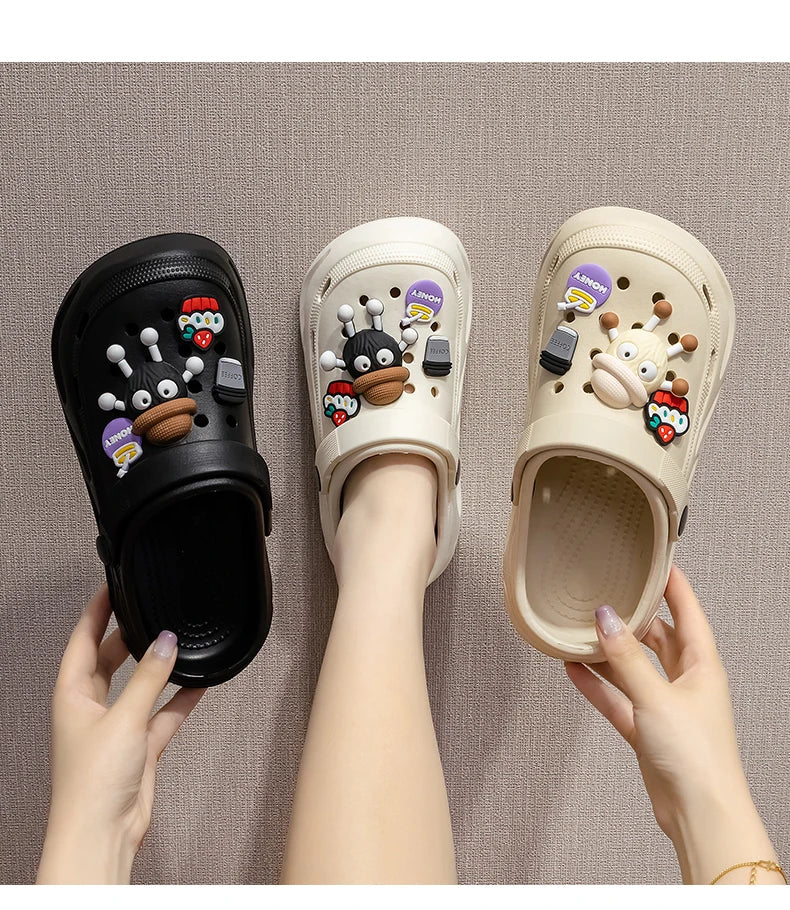 New Summer Crocs with EVA Anti-odor Soft Soles, Super Thick, Versatile, Anti-slip and Breathable, and A Drawstring Beach Shoe