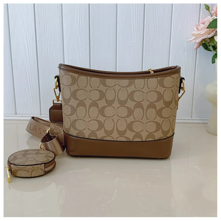 Luxury Women Bag Designer New Fashion French Vintage Shoulder Bag Print Crossbody Bucket Purse Premium Quality