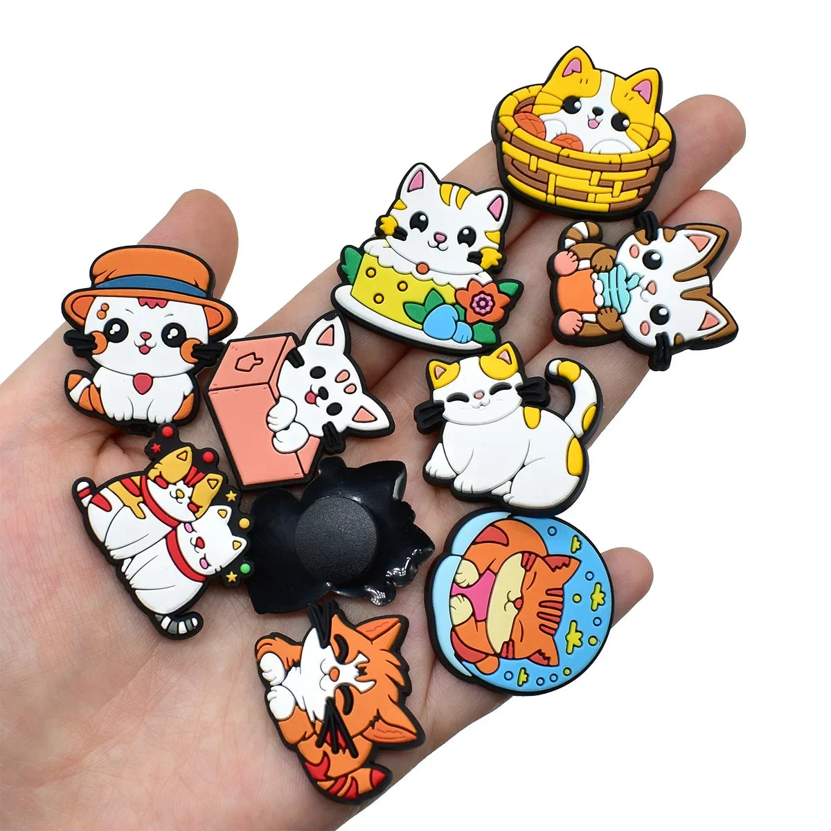 Cute Cat Shoe Charms for Crocs Pin Accessories Charms Decorations Sandals Shoe Women Paryt Favor Gifts