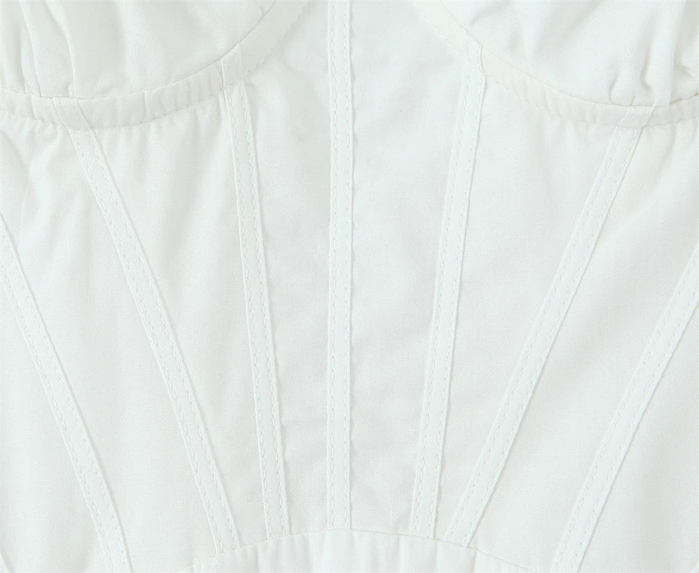 Women Dress 2025 New Fashion Summer Vintage White Lace-Panelled Cotton Dresses for Women Elegance Chic Ladies Midi Dress