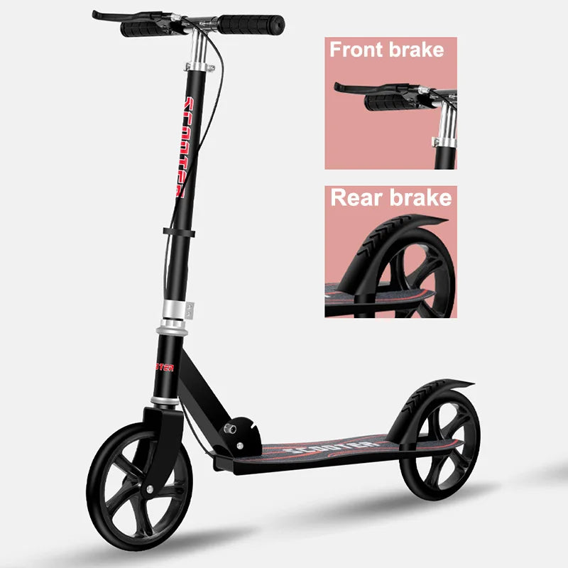 Adult Scooter Foldable Adjustable Handlebars Dual Brake Scooter Travel Outdoor Portable Scooter