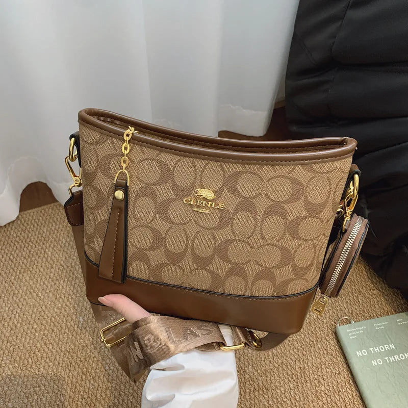 Luxury Women Bag Designer New Fashion French Vintage Shoulder Bag Print Crossbody Bucket Purse Premium Quality