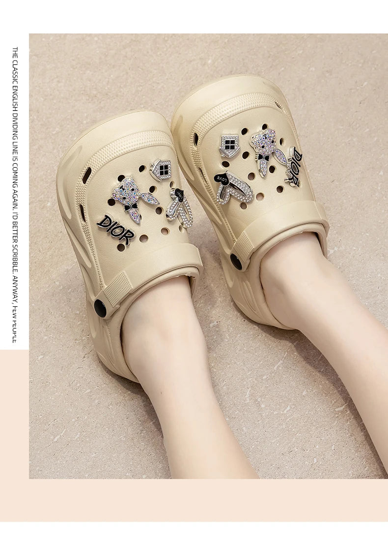 New Summer Crocs with EVA Anti-odor Soft Soles, Super Thick, Versatile, Anti-slip and Breathable, and A Drawstring Beach Shoe