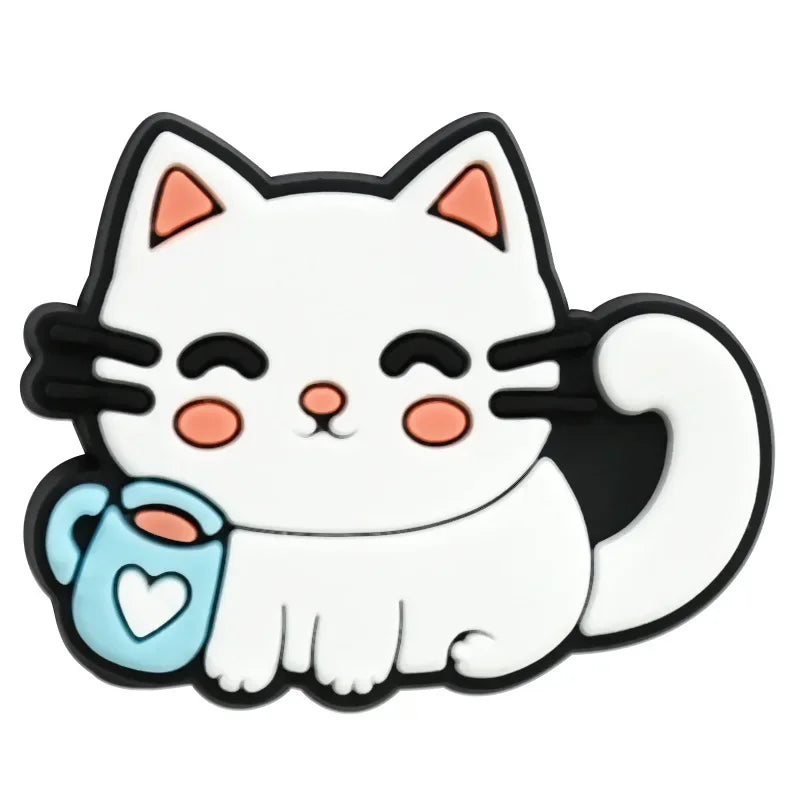 Cute Cat Shoe Charms for Crocs Pin Accessories Charms Decorations Sandals Shoe Women Paryt Favor Gifts