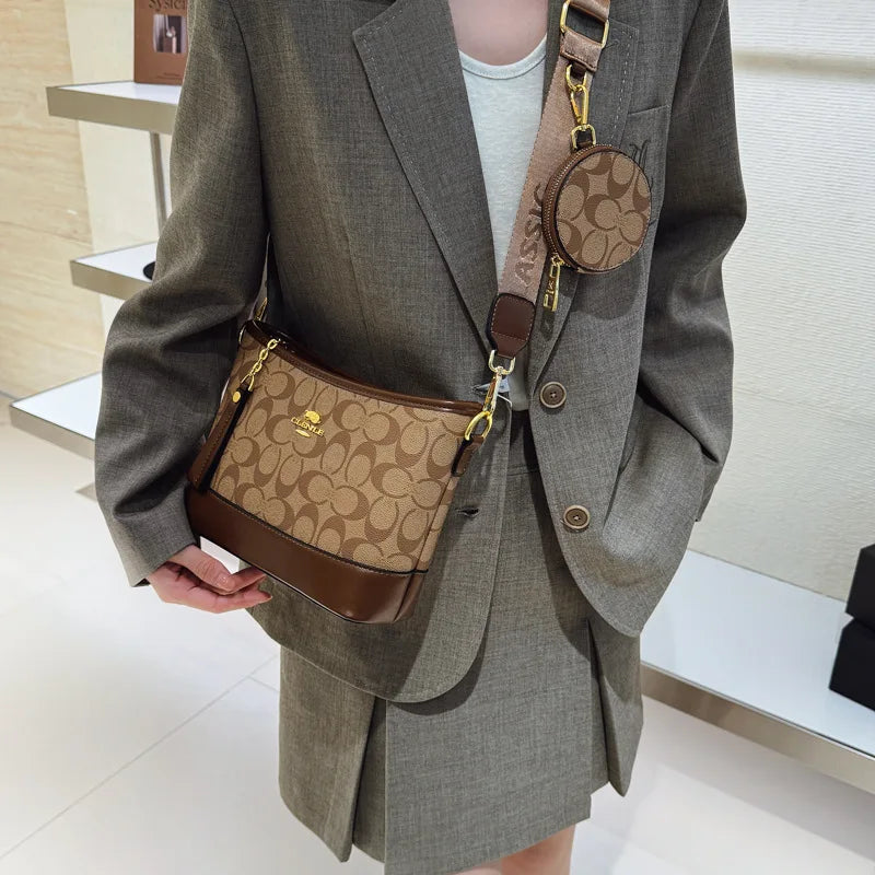 Luxury Women Bag Designer New Fashion French Vintage Shoulder Bag Print Crossbody Bucket Purse Premium Quality