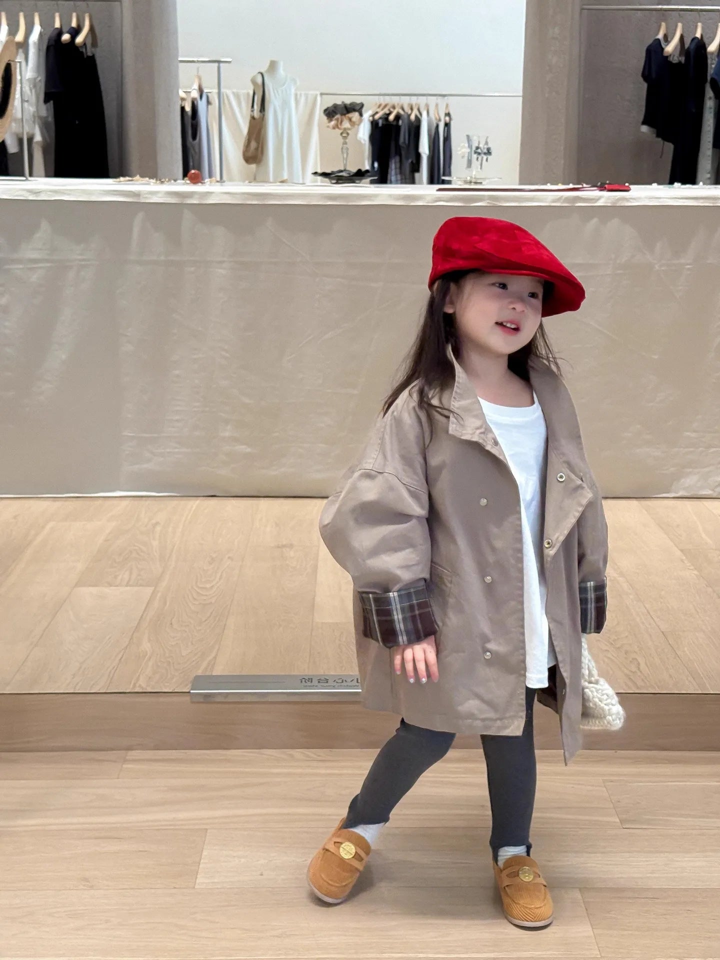 Children's Clothing, Girls' Outerwear, Standing Collar Long Sleeved Trench Coat, 2025 Autumn and Winter Clothing