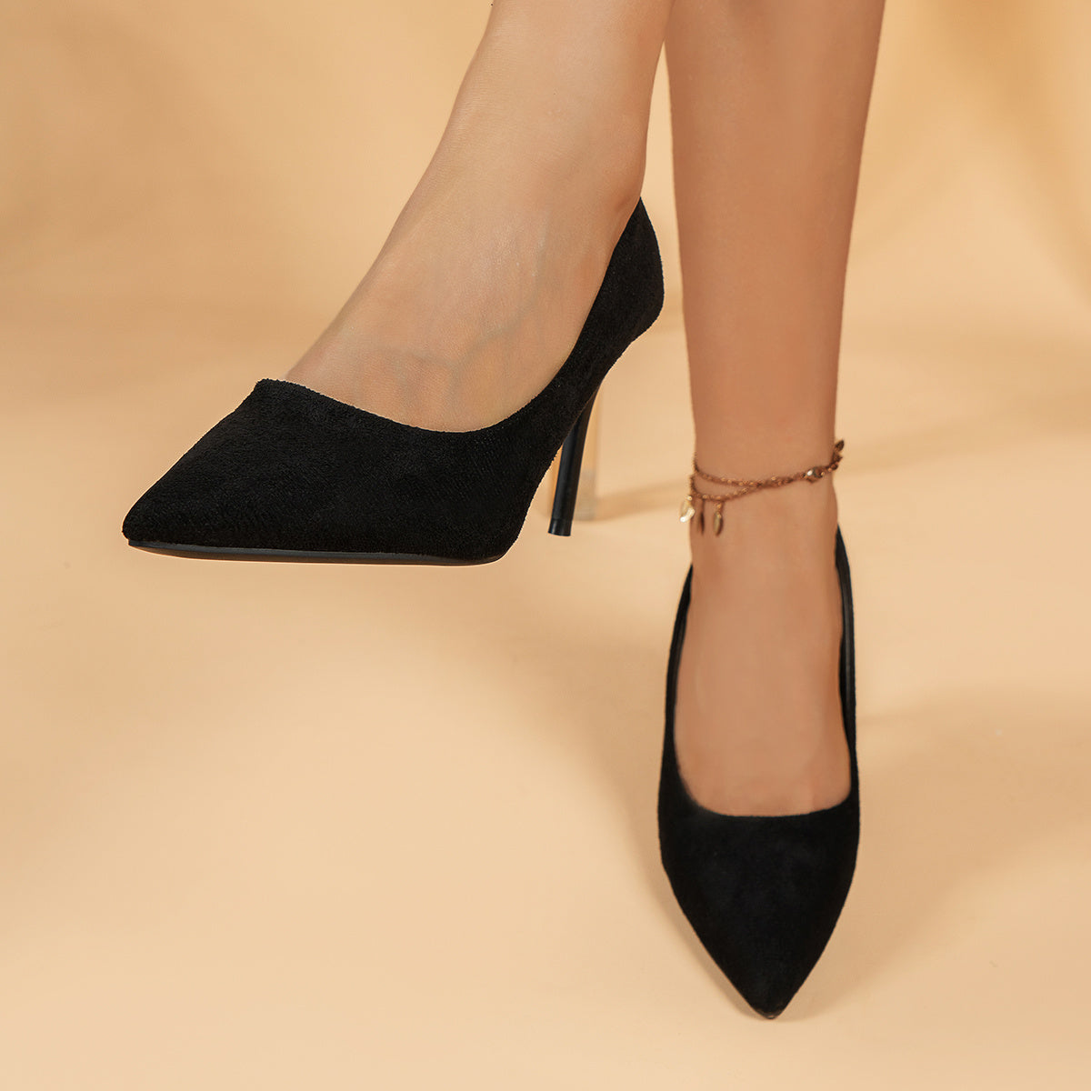 Women's Pointed Toe High Heels, Sexy Black Slip On Stiletto Court Pumps, Versatile Dress Heels